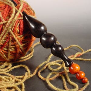 Black Cat a Halloween Handcrafted Wooden Crochet Hook Made in USA by TEXAS Artist Bryan Nelson image 3