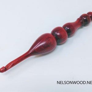 Hand Turned Exotic Bloodwood Wooden Crochet Hook Made in USA by Texas Wood Artist Bryan Nelson image 3