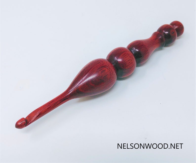 Hand Turned Exotic Bloodwood Wooden Crochet Hook Made in USA by Texas Wood Artist Bryan Nelson image 3