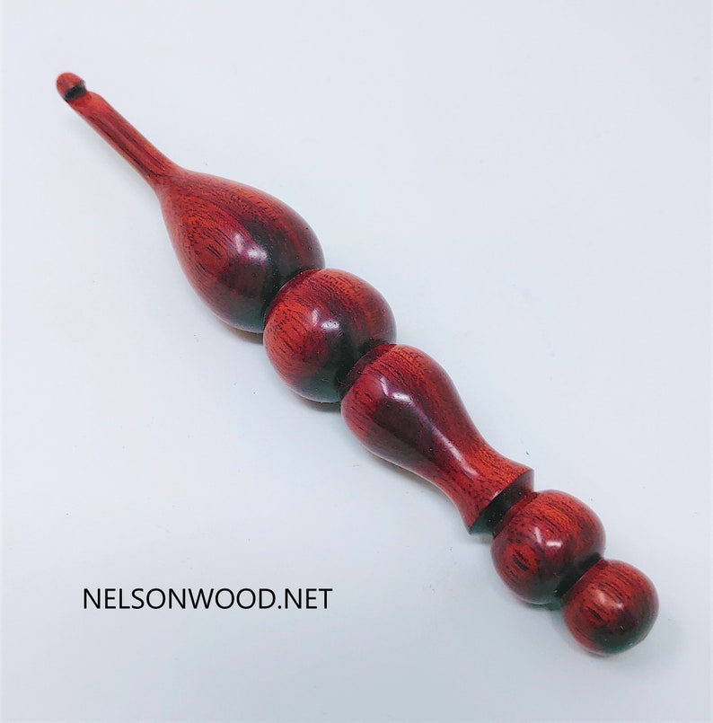 Hand Turned Exotic Bloodwood Wooden Crochet Hook Made in USA by Texas Wood Artist Bryan Nelson image 5
