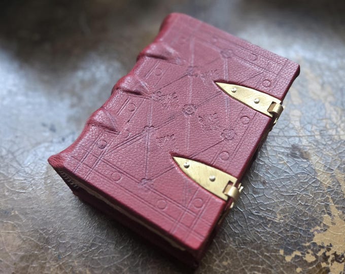 Mini Red Leather Medieval Book/Journal/Prop, grimoire