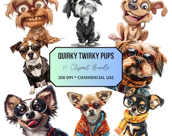 Cute And Funny, Crazy Dog PNG Clipart Bundle, 37 High Quality 300DPI Images, Commercial Use, Digital Download, Junk Journal, Paper Craft