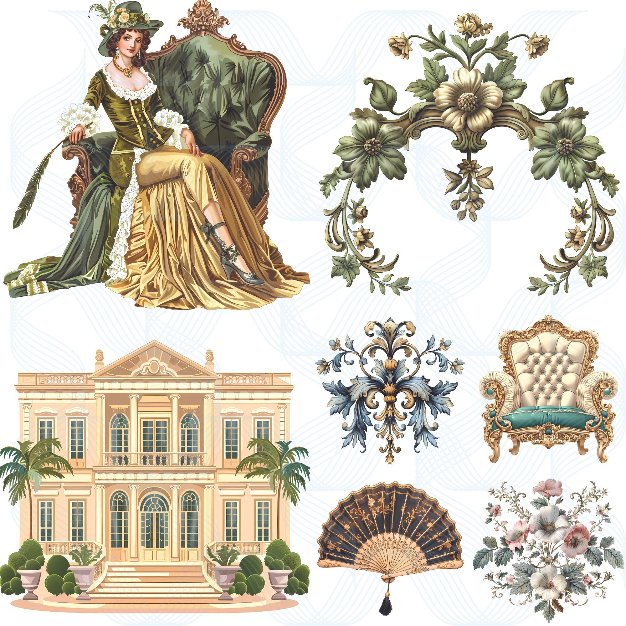 Regency Elegance Clipart, Transparent Background, Regency Fashion ...