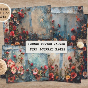 15 Summer Wildflowers Junk Journal Printable Page, Flowers Junk Journal Kit, Junk Journal Paper Digital Collage Sheet, Instant Download, JPG