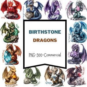 Dragon geboortesteen clipart aquarel verjaardag edelstenen, kristal clipart, geboortestenen, commercieel gebruik, draken edelsteen pngs