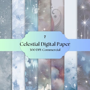 Estrellas celestiales de ensueño y páginas de diarios basura de constelaciones, alta calidad, tamaño carta, imágenes de acuarela, papel digital