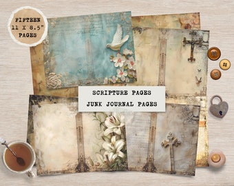 Scripture Scraps, Junk Journal, Bible Journaling, Stickers, Verse, Prayer, Fussy Cut, Faith, Printable, Digital Download, Religious Pages