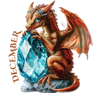 December draak geboortesteen clipart aquarel verjaardag edelstenen, kristal clipart, geboortestenen, commercieel gebruik, draken edelsteen pngs