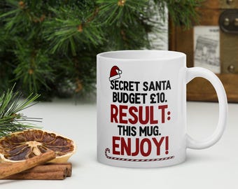 Grappige mok geheime kerstman, cadeau voor hem of haar, kantoorcollega of collega aanwezig idee, grote kerstmok, werkcadeaus