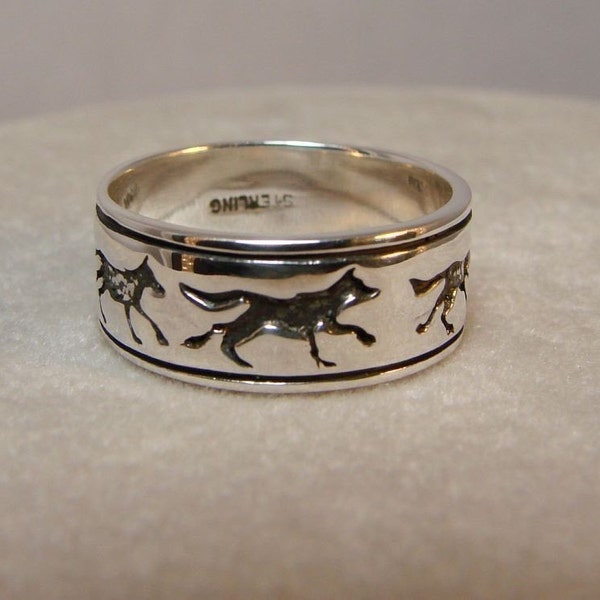 Five Wolves - Sterling Silver Ring - Available for Inside Engraving - 140