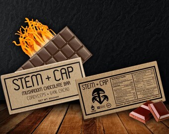 Mushroom Chocolate Cordyceps Bar by Stem + Cap