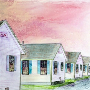 Cape Cod, Provincetown - Fine Art Print - Tage Cottages - Cape Cod Print, Massachusetts, Provincetown, Aquarell, Fine Art