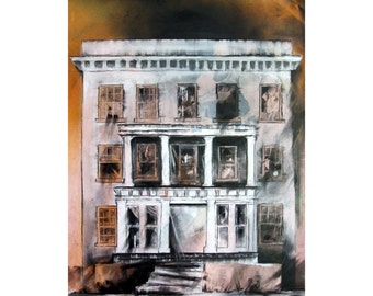 Charcoal Drawing, Detroit - Fine Art Print - Abandonings, Detroit, Charcoal, Mixed Media