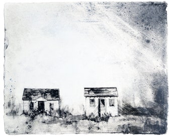 Charcoal Drawing - Fine Art Print - "M28" - Abandonings, Charcoal, Mixed Media, Abandoned House, Michigan