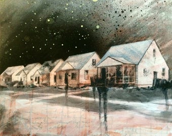 Charcoal Drawing, Detroit - Fine Art Print - "Carol June (Brightmoor)" - Abandonings, Detroit, Charcoal, Mixed Media