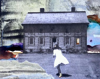 Fine Art Print - Mixed Media Collage - untitled - Antique Snapshot, Vintage Paper Collage, Wallpaper, Mixed Media