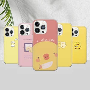 Custodia per telefono anatra carina Custodia animale minimalista per iPhone 15 Pro Max, 14 Plus, 12 Pro, 13, 11, Samsung S24 Ultra, S23Fe, S22, Pixel 8 Pro, 7A