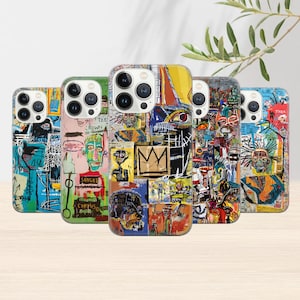 Basquiat Art Custodia per telefono Pittura astratta Cover per iPhone 15 Pro Max, 14 Plus, 13 Pro, 12, 11, Samsung S24 Ultra, S23, S22, Pixel 8 Pro, 7A