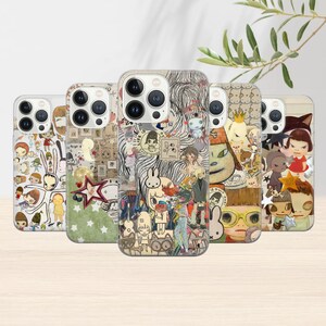 Custodia per telefono Yoshitomo Nara, motivo collage, per iPhone 15 Pro Max, 14 Plus, 13 Pro, 12, 11, Samsung S24 Ultra, S23Fe, S22, Pixel 8 Pro, 7A