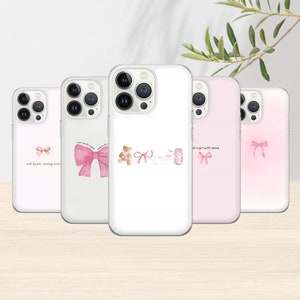 Niedliche Coquette Minimalist Handyhülle Pink Girly Aesthetic Cover für iPhone 15 Pro, 14, 13, 12, 11, Samsung S24 Ultra, S23FE, Pixel 8 Pro, 7A