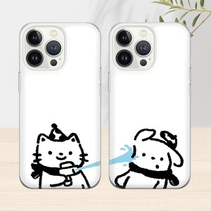 Custodia per cellulare Coppia di animali Cover abbinata a gatto e cane per iPhone 15 Pro Max, 14 Plus, 12 Pro, 13, 11, Samsung S24 Ultra, S23Fe, Pixel 8 Pro, 7A