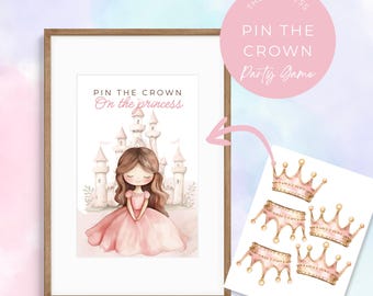 Krone auf dem Prinzessinnenspiel | Geburtstagsparty Prinzessin Printable | Rosa Burgfestliche Aktivität | Mädchen-Geburtstags-Digital Download