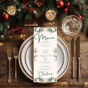 Weihnachtsfeier-Menü | Für Familien oder Business Events | Grünes klassisches Baumdesign | Weihnachts-Menü-Karte | Bearbeitbar | FARBE01
