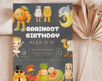Italian Brainrot Invitation, Editable Digital Birthday Invite, Funny Canva Template, Instant Download for Kids Party