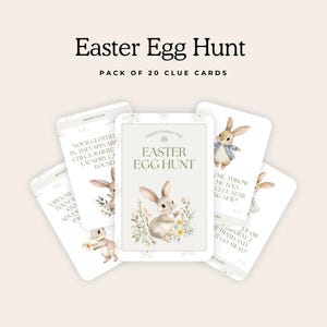 Ostereiersuche Hinweiskarten | 20 lustige Rätsel Hinweise für drinnen und draußen | Ostern Spiel für Kinder | Druckbare Schnitzeljagd | Sofort Download