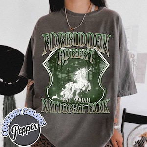 Forbidden Forest Comfort Colors Shirt, Bookish Shirt, Wizarding School Shirt, National Park Tee, Thrifted Aesthetic Reader Gift, HP Fan Gift