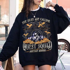 The Isles Are Calling Quest Squad Aretian Riders Sweatshirt, Onyx Storm Hoodie, Fourth Wing, Bookish Sweatshirt, Romantasy Fan Ridoc Hoodie
