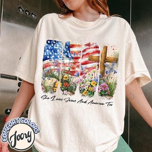 She Loves Jesus and America Too Comfort Colors Shirt, Independence Day, Christian Shirt, 4th of July Shirt, America Retro Shirt, USA Shirt