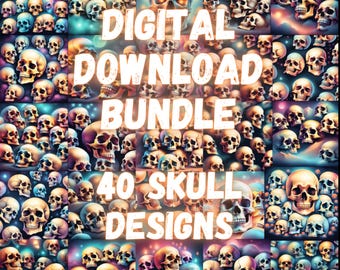 DIGITAL DOWNLOAD BUNDLE Skull Design Background Wallpaper Print