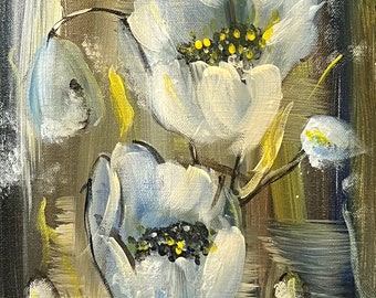 A4 handgemaltes abstraktes Gemälde auf Blumenleinwand (ohne Rahmen)