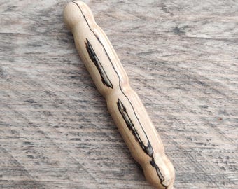 Ornate Spalted Beech Mezuzah: Beautiful Wooden Mezuzah Case, Handmade Mezuzah Case, Natural Turned Wood, Jewish Gift, Jewish Art, Judaica