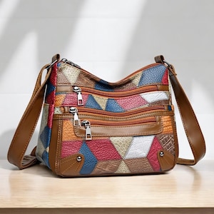 Sac en cuir coloré pour femme/sac à bandoulière pour fille/sac à bandoulière en cuir PU souple/sac à main à fermeture éclair pour femme/sac à main en cuir pour femme/cadeau pour elle