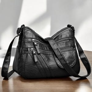 Sac en cuir décontracté pour femme/fille/Sac à bandoulière en cuir PU souple/Sac à main à fermeture éclair pour femme/Sac à main en cuir pour maman/Cadeau pour elle