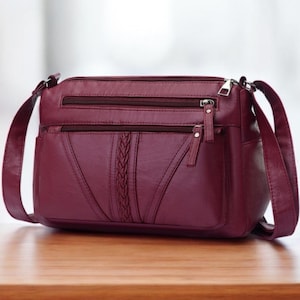 Sac à main en cuir élégant pour femme/fille/sac à bandoulière en cuir synthétique polyuréthane/grand sac à main à fermeture éclair/fourre-tout en cuir pour femme/cadeau pour elle