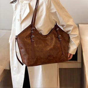Sac en cuir élégant/Sac à bandoulière pour fille/Grand sac à bandoulière en cuir/Sac à main à fermeture éclair pour femme/Sac à main en cuir tendance/Cadeau pour fille