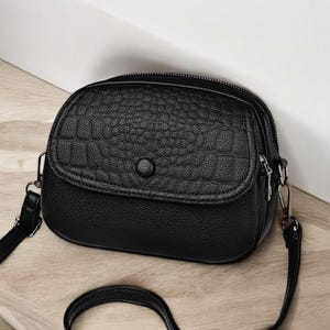 Sac en cuir élégant/sac à bandoulière pour fille/sac à bandoulière en cuir PU/Sac à main multi-fermeture éclair pour femme/Sac à main en cuir pour femme/Cadeau pour elle