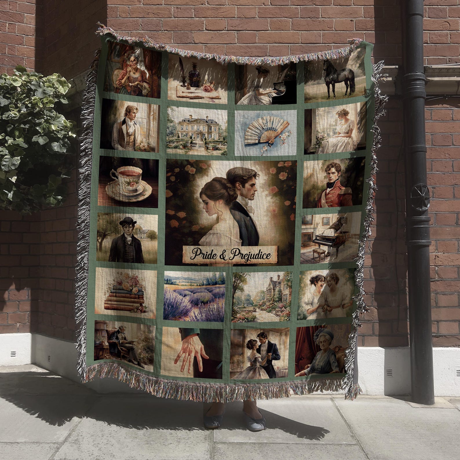 Pride and Prejudice Woven Throw Blanket, Mr Darcy Reading Nook