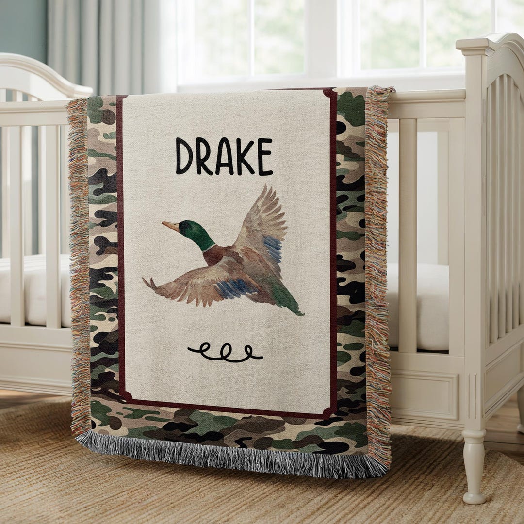 Personalized Mallard Duck Baby Blanket: Camo Hunter Nursery Rustic ...