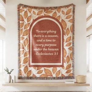 Ecclesiastes 3 Christian Woven Throw Blanket, There is a Season Scripture Faith Tapestry, Bible Wall Art Inspirational Religious Cottagecore