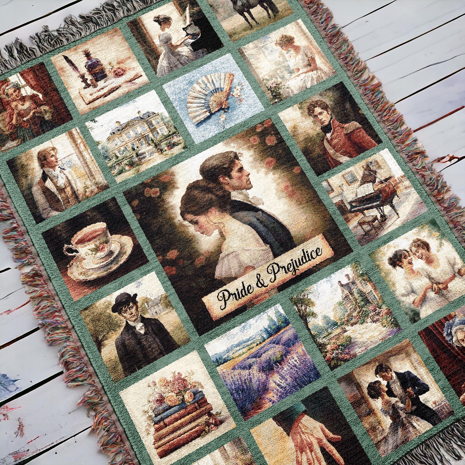 Pride and Prejudice Woven Throw Blanket, Mr Darcy Reading Nook