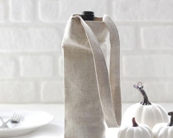 Poly-linen Fabric Wine Bottle Bag