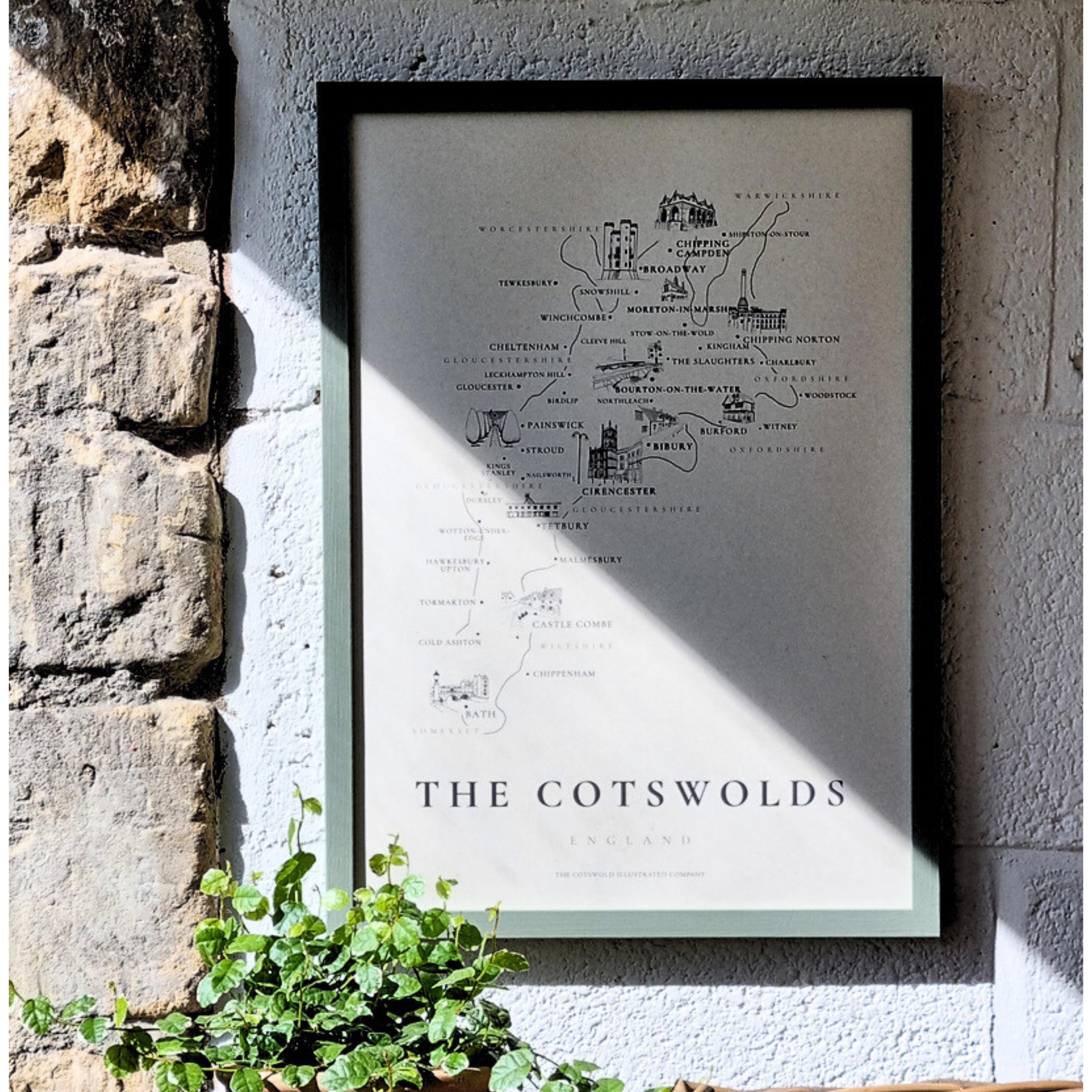Cotswold Hand-illustrated Pen and Ink Map Print A3 Wall Art - Cotswold ...