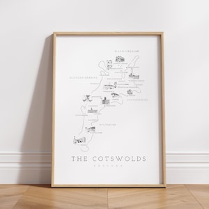 Impression d'art mural A3 à la plume et à l'encre des Cotswolds illustrée à la main