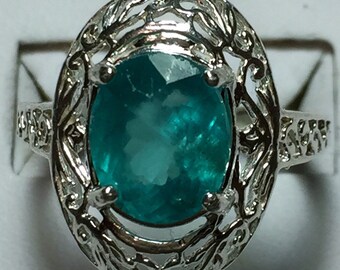Neon Blue apatite silver ring