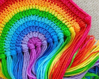 Bright rainbow wall hanging.