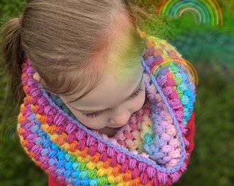 Reversible Rainbow Cowl Crochet PATTERN & COLOUR RECIPES